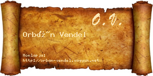 Orbán Vendel névjegykártya